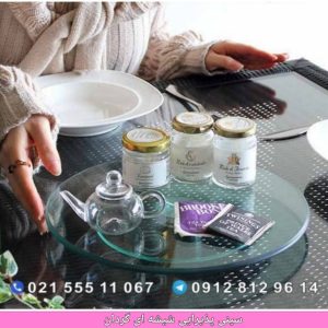سینی پذیرایی شیشه ای گردان