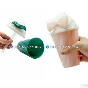 لیوان بستنی نی دار طرح سیبیل و پاپیون