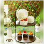 استند 2 طبقه فلزی گرد کف چوبی