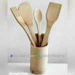 ست کفگیر ملاقه چوبی بامبو استند دار