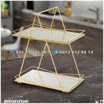 استند پذیرایی فلزی 2 طبقه کف آینه