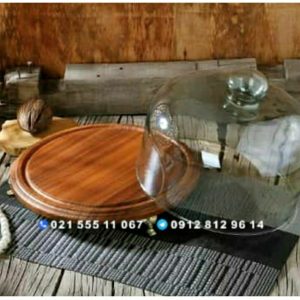 کاپ کیک کف چوبی درب شیشه پایه دار