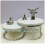 ست استند میز مزه سنگی جفتی گرد حصیری - Image 2