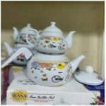 ست کتری قوری لعابی دسته بغل دو درب - Image 3