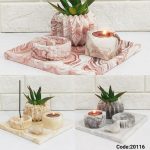 ست سینی دکوری مربع 6 تکه بتنی طرح سنگ