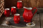 پارچ و لیوان سرامیکی 5 پارچه قلب رنگی پایه دار کد 2600