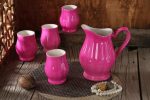 پارچ و لیوان سرامیکی 5 پارچه قلب رنگی پایه دار کد 2600 - Image 3