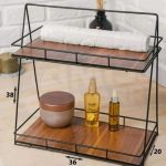 استند فلزی مستطیل کف چوب  2 طبقه