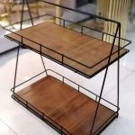 استند فلزی مستطیل کف چوب  2 طبقه - Image 3
