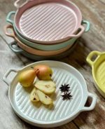 تابه گریل سرامیکی گرد 2 دسته رنگی