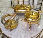 سرویس سوفله خوری 3 عددی تمام استیل  پایه دار  طلایی آنتیک