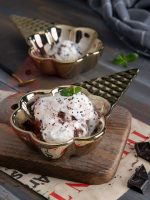 بستنی و آجیل خوری سرامیکی 6 عددی طلایی
