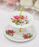 شیرینی خوری 2 طبقه گرد گلدار - Image 2