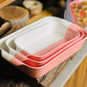 ست تابه 3 عددی چینی دو رنگ Rashel
