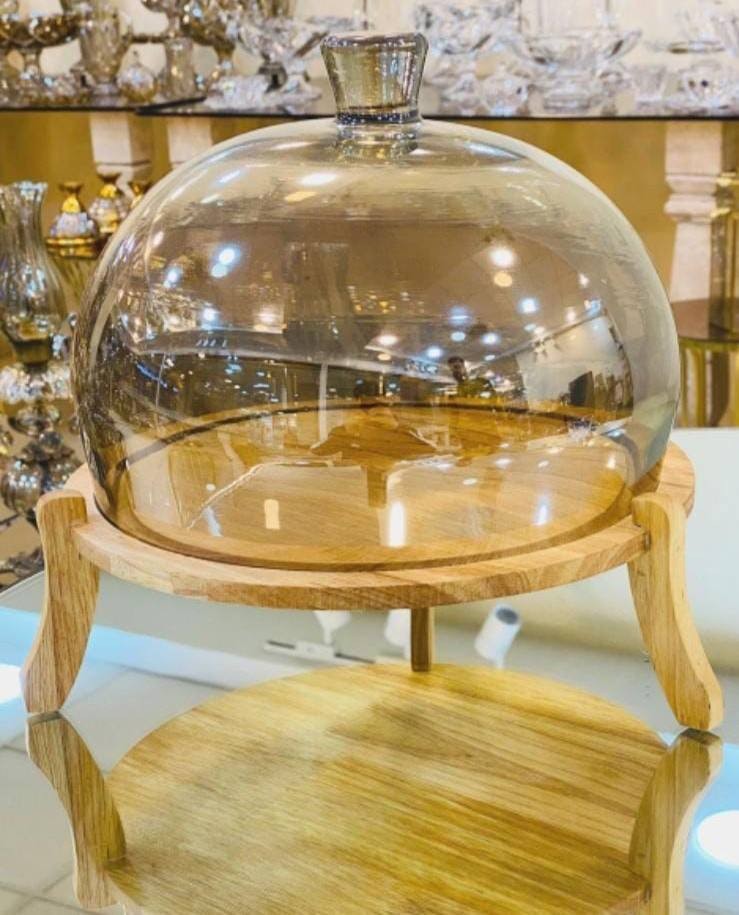 700 کاپ کیک کف چوبی پایه بلند شامپاینی 30 سانت - Image 1