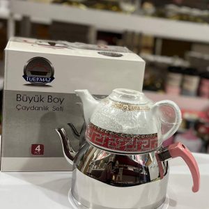 ست کتری قوری دسته بغل استیل Turkmaz