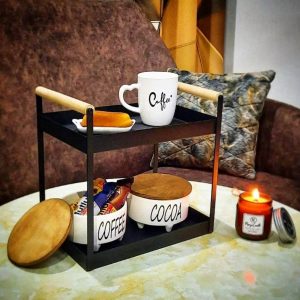 استند 2 طبقه 2 دسته چوبی