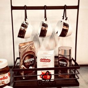 باکس و استند فنجان و چای فلزی دسته چوبی لوکس