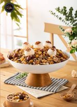ظرف میوه و آجیل خوری فلزی پایه چوبی - Image 2