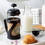 فرنچ پرس ۳۵۰ میلیلیتر طرح استارباکس با بدنه شیشهای و فیلتر استیل مخصوص دم کردن قهوه و دمنوش