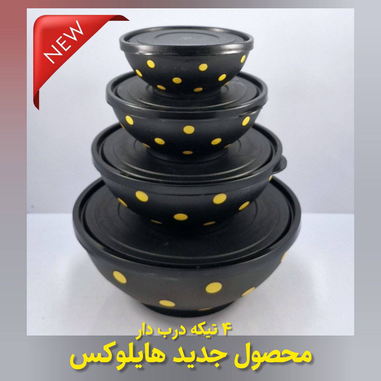 photo_2024-07-20_16-43-22 ست کاسه خالدار داخل رنگی 4 عددی دربدار Hilux - Image 1
