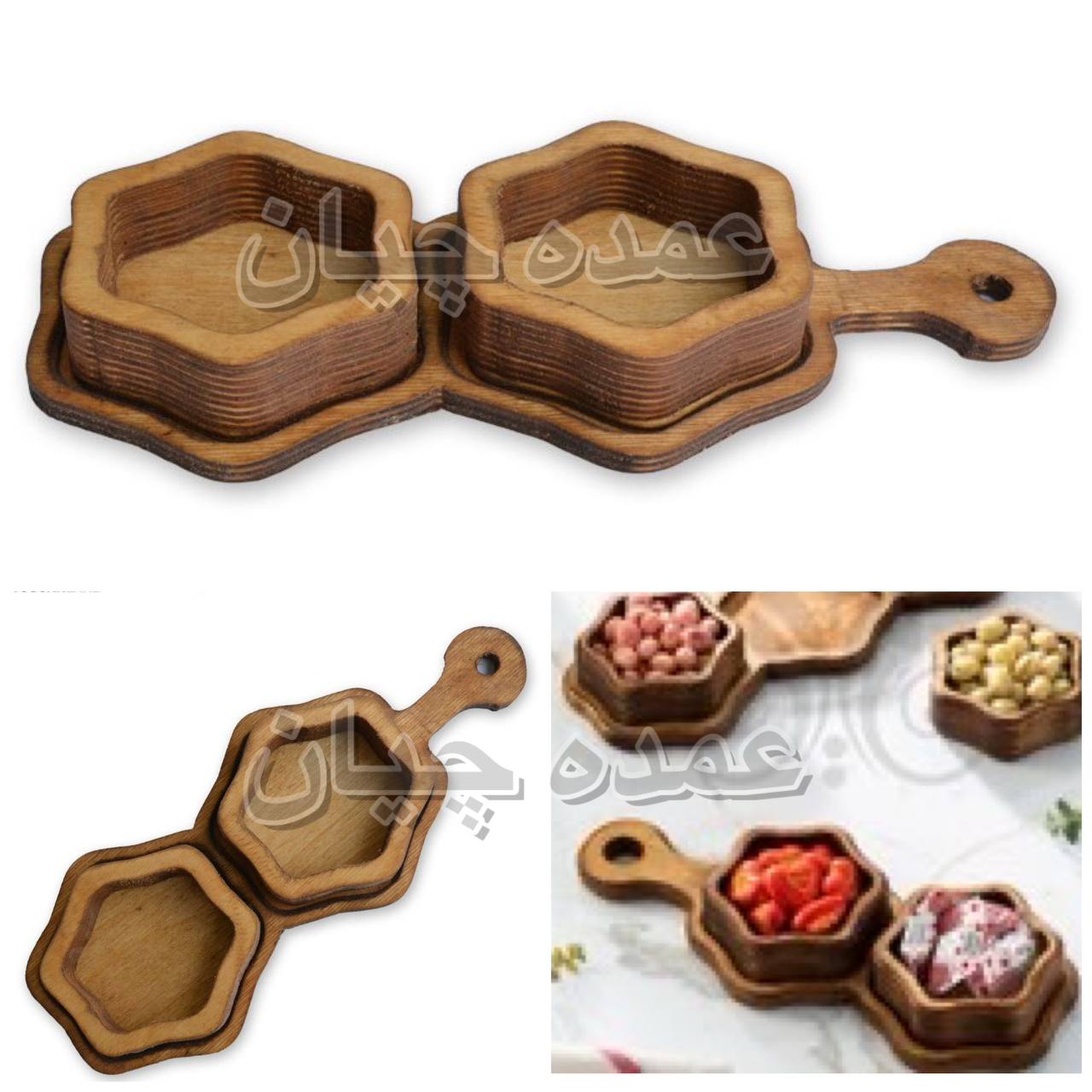 اردوخوری دسته دار ستاره دوبل 3 تکه چوبی اردوخوری دسته دار ستاره دوبل 3 تکه چوبی - Image 1