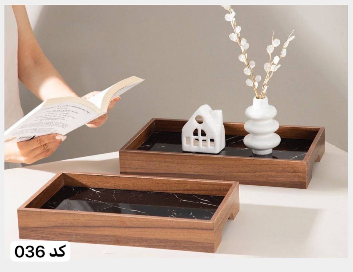 سینی چوبی مستطیل کف سنگ دسته زیر سینی چوبی مستطیل کف سنگ دسته زیر - Image 1