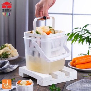 ظرف نگهدارنده ترشی و پنیر مربع مانیا سبد دار متوسط