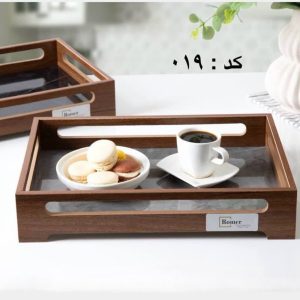 سینی چوبی مستطیل با کف سنگ مدل ۰۱۹ برای پذیرایی لوکس