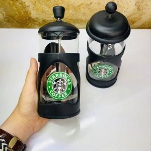 فرنچ پرس طرح استارباکس ۳۵۰ میل با بدنه شیشهای و فیلتر استیل برای تهیه قهوه