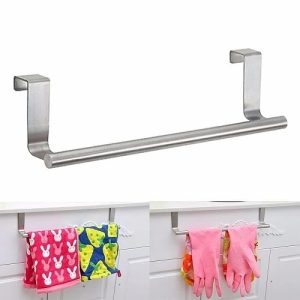 آویز حوله کابینتی استیل تک میله برای آشپزخانه