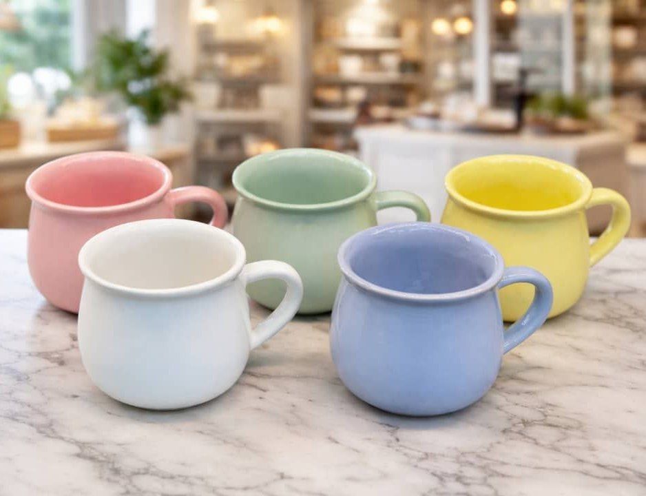 ماگ و لیوان رنگی طرح کوزه‌ای فانتزی برای پذیرایی شیک