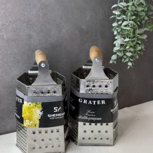 رنده استیل دسته چوبی شش ضلعی با طراحی مدرن برای آشپزخانه