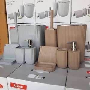 ست بهداشتی بادبزنی چهارگوش ۶ تکه زبرا همارا، مجموعه لوازم حمام و سرویس بهداشتی مناسب خرید عمده از پخش عمده چیان