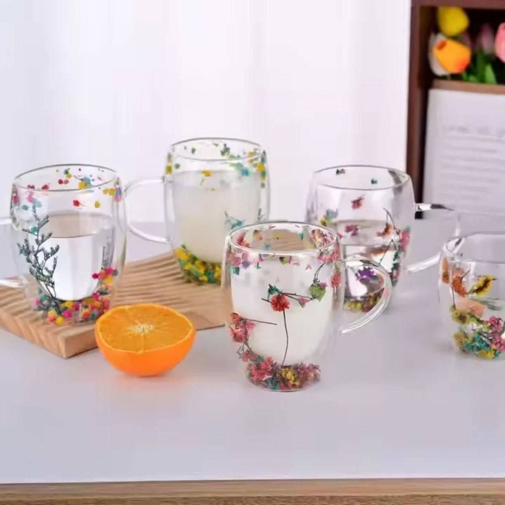 ماگ دوجداره گلدار پیرکس ماگ پیرکس دوجداره گلدار بزرگ شیک