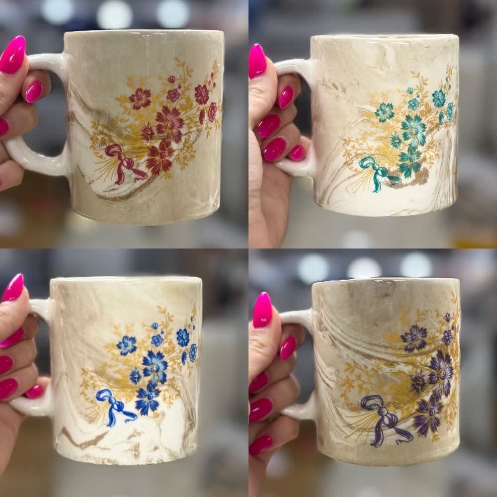 ماگ ماربل طرح گل سرامیکی ماگ ماربل طرح گل سرامیکی لوکس و زیبا