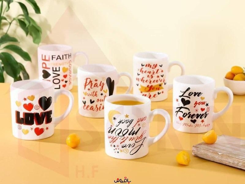 خرید ماگ سرامیکی سفید طرح LOVE ماگ سرامیکی سفید با طرح LOVE برای سرو قهوه و چای