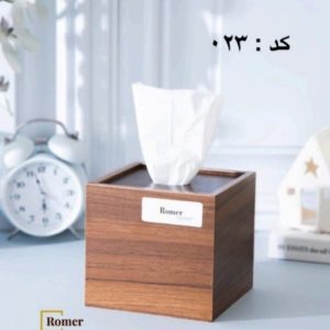 جا دستمال کاغذی رولی مربع چوبی مدل 023 با طراحی مدرن