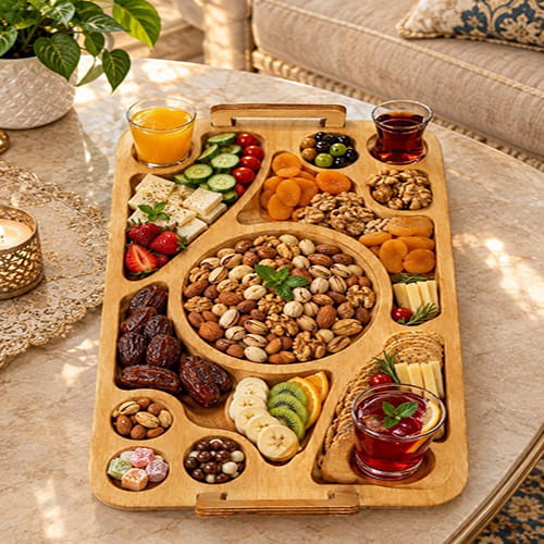 سینی سرو چوبی دسته دار سینی سرو چوبی دسته دار مناسب پذیرایی چای و تنقلات